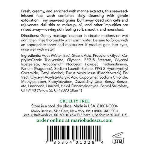 Seaweed Cleansing Soap 16oz for All Skin Types - Gentle Exfoliating Creamy Facial Cleanser