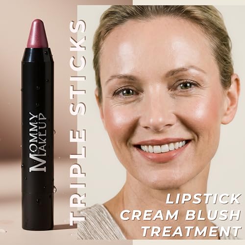 Mommy Makeup Daisy Glow Neutral Pink Lipstick & Cream Blush Stick with Golden Shimmer