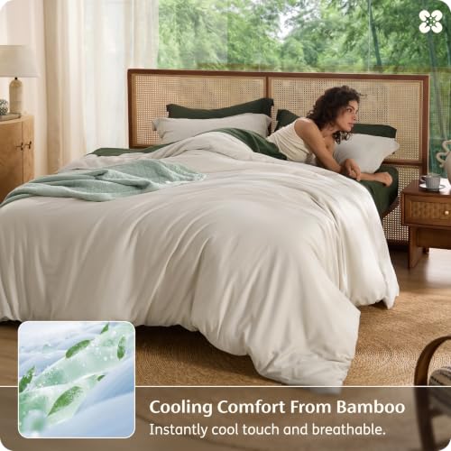 Bedsure King Linen Duvet Cover Set - 104 x 90 Inches, No Comforter, Breathable Bamboo Viscose