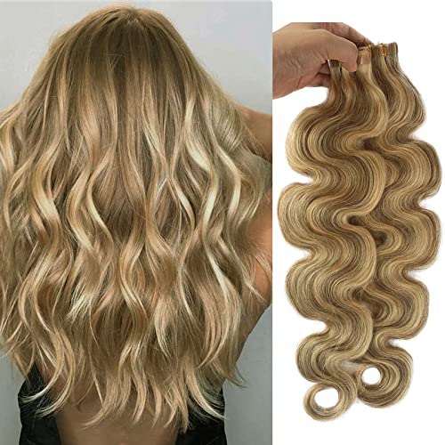 Remy Human Hair Tape-In Extensions 18 Inch Balayage Highlighted Color #18/613 - 50g