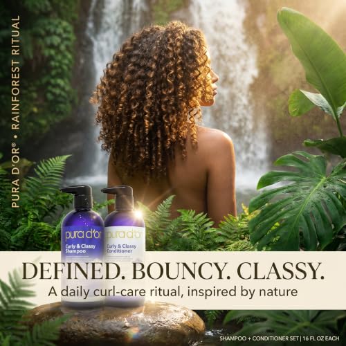 PURA D'OR Curly & Classy Shampoo & Conditioner Set - Combo for Defined Curls