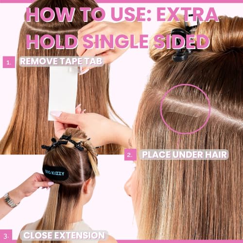 Single Sided Hair Extensions Tape - Extra Hold, 144 Tabs, 4cm x 0.8cm, Replacement for Thin Hair, Fits Most Brands - Variation: 144 Tabs