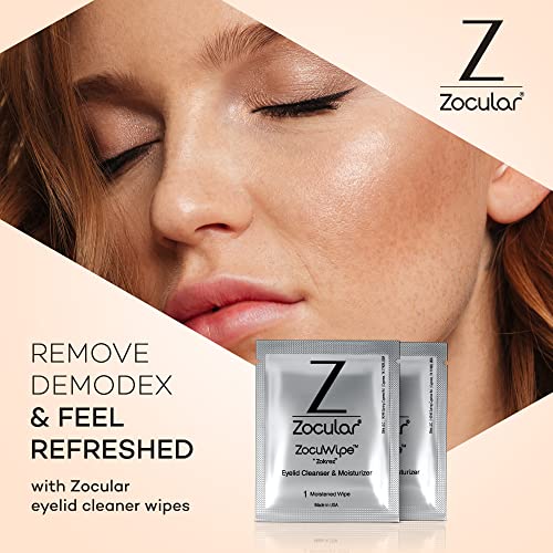 Zocular ZocuWipe Eyelid Cleansing Wipes with Natural Okra Complex ? Gentle Daily Eyelid Cleanser & Moisturizing Pads ? Makeup Remover & Eye Hygiene Wipes ? 30 Count