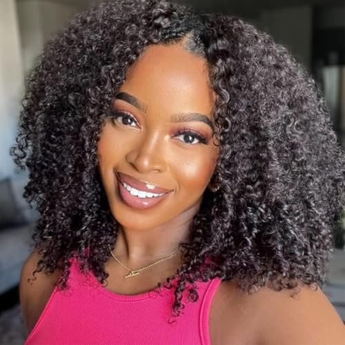 Mongolian Afro Kinky Curly Human Hair Bundles 16 18 20 Inch Natural Color - 3 Bundles