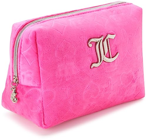 Pink Velour Makeup Bag - Juicy Couture Heart Crown Logo, Wedge Shape, One Size