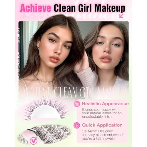 Natural Lash Clusters Kit 10-12-14mm Short Eyelash Clusters Kit Wispy Cluster Eyelash Extensions Clear Band Lash Extensions Kit C Curly Individual Lashes Clusters by Delyneph