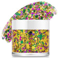 Mardi Gras Gold Hair Face Glitter,Mardi Gras Outfit for Women,Green Purple Gold Mixed Holographic Self-Adhesive Body Glitter,Festival Chunky Sequins Carnival Costume New Orleans Decorations