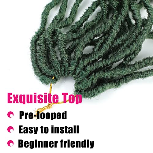 Faux Locs Crochet Hair 24 Inch Green - Pre Loop, Soft Locs, 6 Packs
