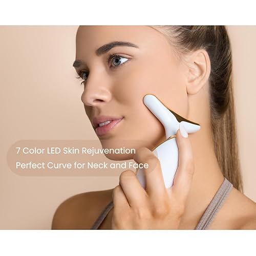 Red Light Therapy Face Massager Tool - with 7 LED Colors - Skin Care Beauty Device for Neck and Facial Tightening and Lifting