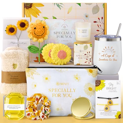 Lemon Sunflower Gift Basket for Women - Spa Self-Care & Relaxation Set