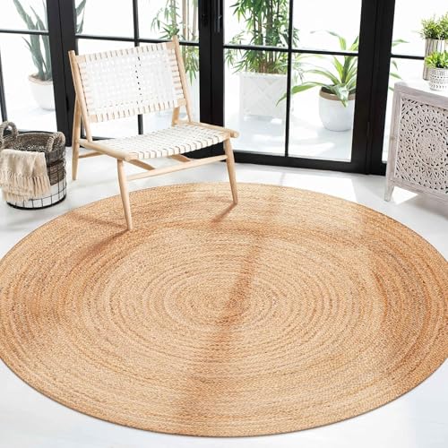 Natural Jute Area Rug 6ft Round Braided Farmhouse Home Decor
