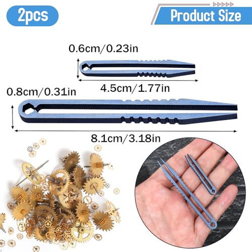 2 Pcs EDC Tweezers Titanium Tweezers Portable Titanium Alloy Tweezers Precision Tweezers Travel Portable Small Tweezer Pick Up Tweezers for Camping Outdoor Gadget(Blue)