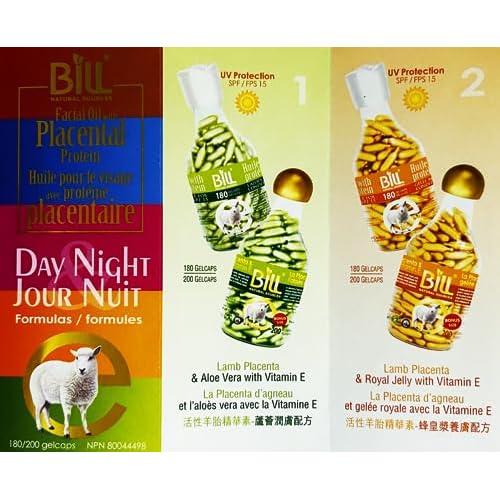 Lamb Placenta & Royal Jelly with Vitamin E Facial Oil, 200 Gelcaps, Bill Natural Sources