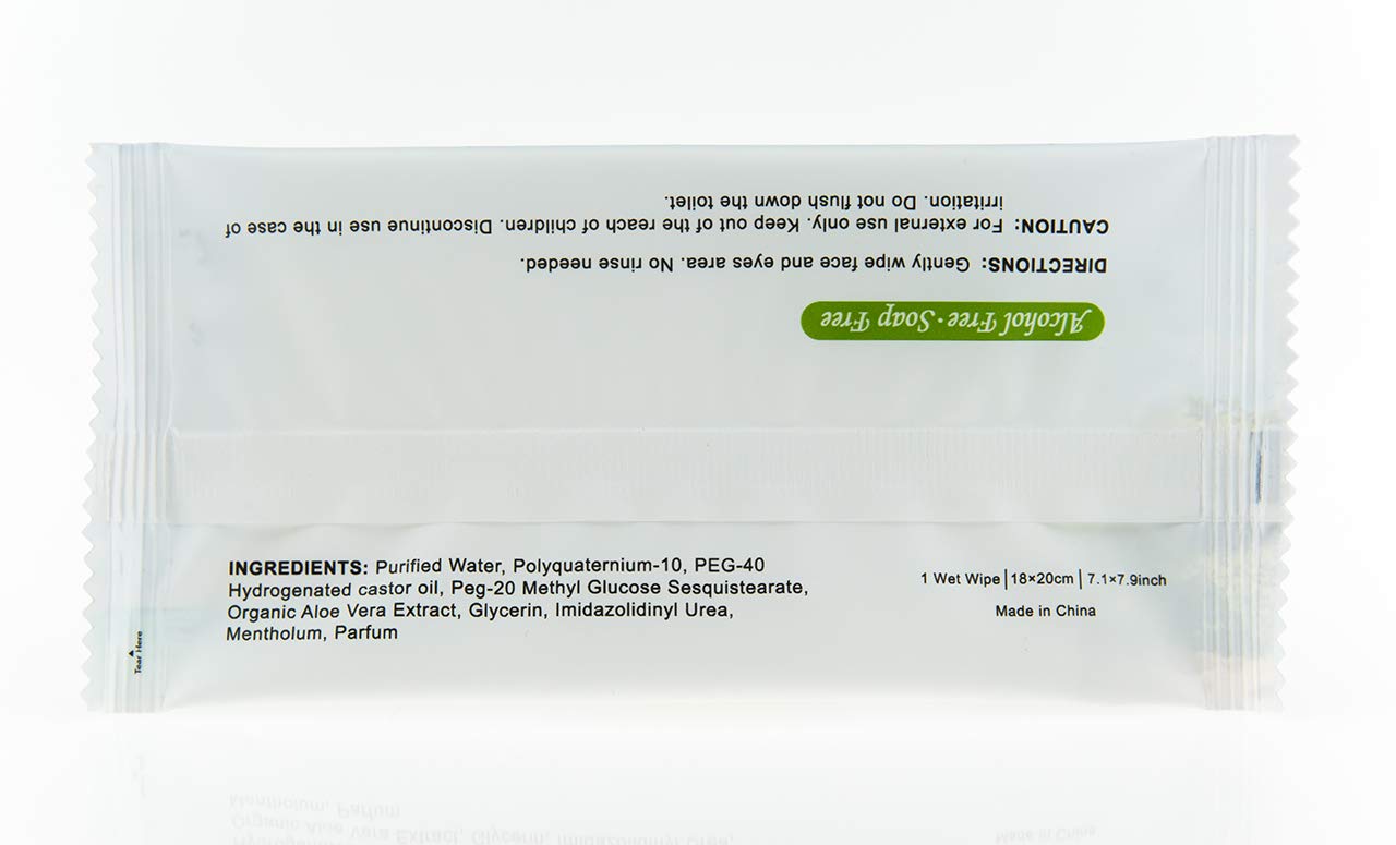 Makeup Remover Wipes Individually Wrapped Natural Fresh Aloe Travel Packs Elderly Bathing Cleansing Wipes - 500 Count per Package | Small Size Toiletries | Hotel Toiletries Bulk Set