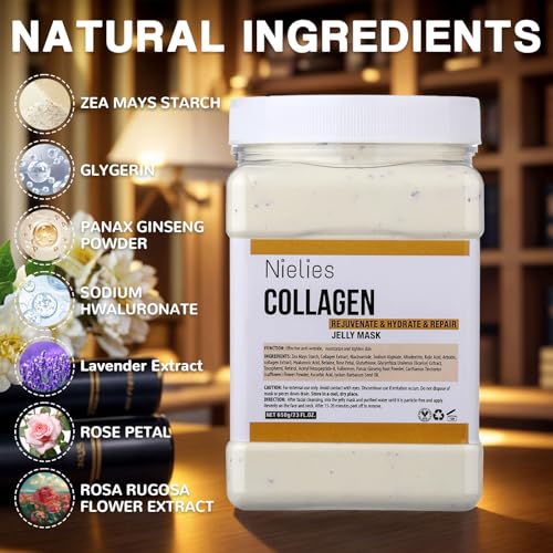 Nielies Hydro Jelly Face Masks Collagen & Hyaluronic Acid - Moisturizing Facial Powder, 23 Fl Oz