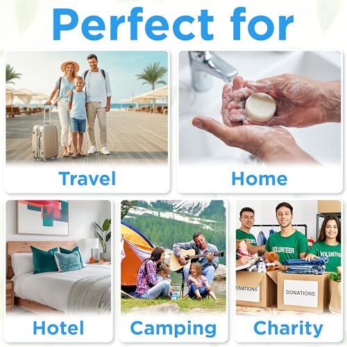BERGMAN KELLY - Hotel Soap Bars - White Tea, 0.5 oz, 400 PK - Travel Size Luxury Bulk Amenities Bar Soap - Mini Individually Wrapped Round Soap - Small Toiletries for Airbnb, Motel, Guest Bathroom