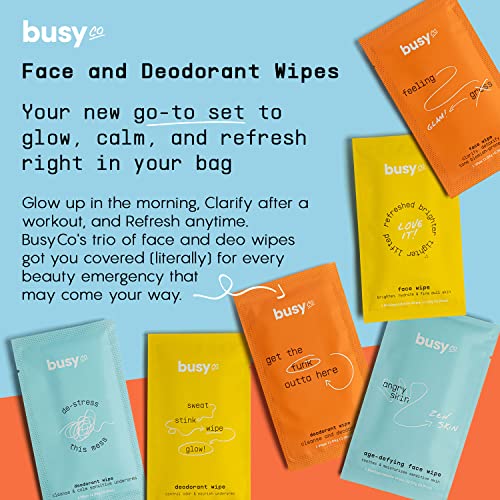 BUSYCO Refresh Line Citrus Deodorant Wipes 15 Count - Pack of 3, Natural Odor & Sweat Control, Aluminum-Free