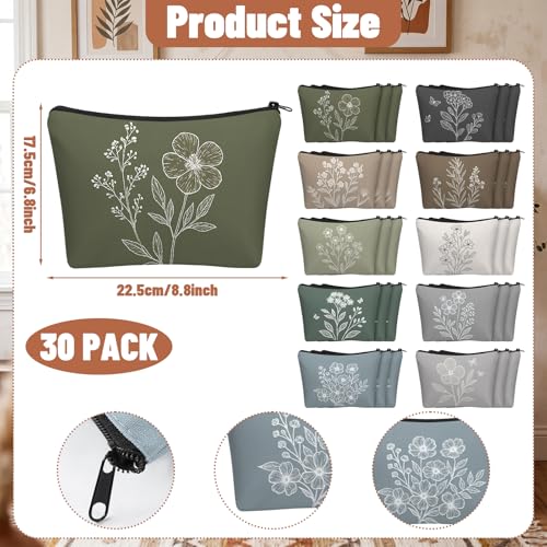 Sweetude Vintage Flower Makeup Bag Set - 30 Boho Travel Cosmetic Pouches with Zipper - Variation of THIS listing
