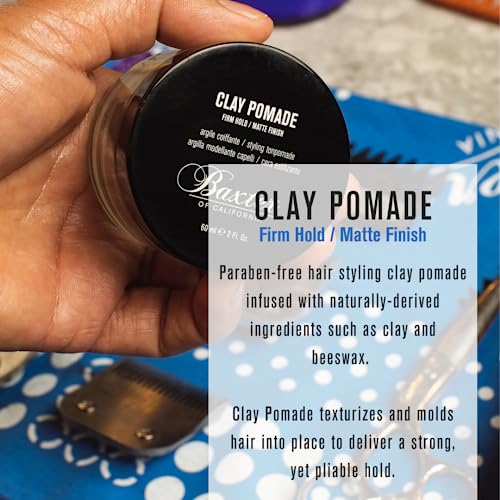 Baxter of California Clay Pomade - Strong Hold, Matte Finish, 2 oz Men's Hair Styling