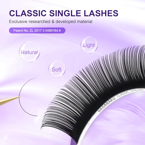 NAGARAKU Eyelash Extensions 0.03mm D Curl 7-15mm Mixed Length Individual Lashes Extensions Classic Matte Black 54 Rows Large Tray Soft Natural Professional Beauty Salon Lash Supplies