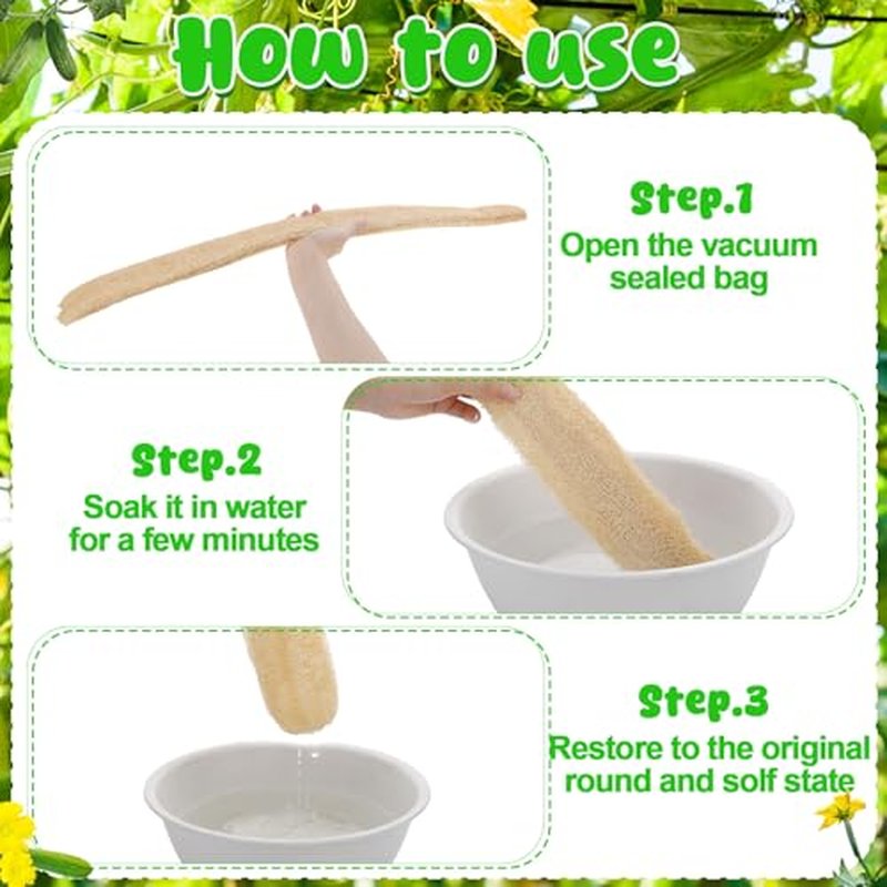3 PCS 27.6-31.5 inch Large Natural Loofah Sponge Organic Exfoliating Scrubber for Shower Bath Body Dish Cleaning for Men Women