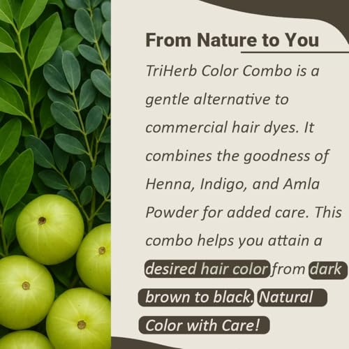 Herbal Hair Color Kit with Henna Indigo Amla - Natural Care Pack 300g