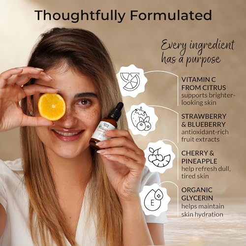 Organic Vitamin C Serum for Face - USDA Certified Facial Serum - Anti Aging For Fine Lines & Wrinkles - Potent Botanical Ingredients & Non GMO - 1 Fl Oz Glass Bottle & Dropper