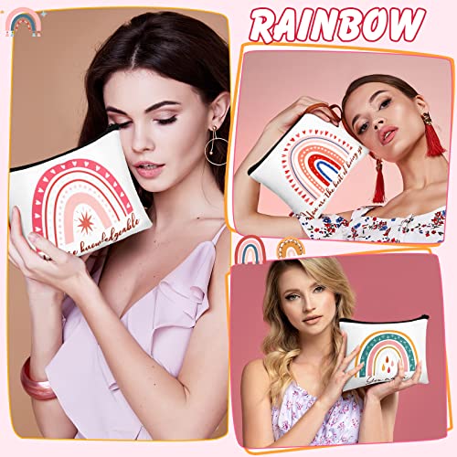 Rainbow Canvas Makeup Bags Bulk Set for Women - Inspirational Cosmetic Pouches