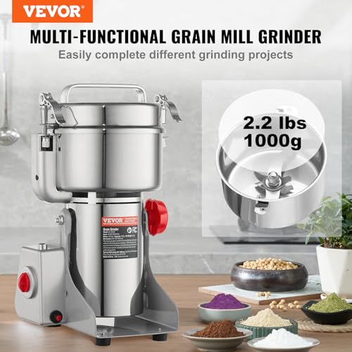 VEVOR 1000g Electric Grain Mill Grinder High Speed 3000W Commercial Spice Pulverizer
