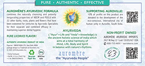 Auromere Ayurvedic Neem & Clove Toothpaste 3-Pack - Mint-Free, 1.39 oz Tubes