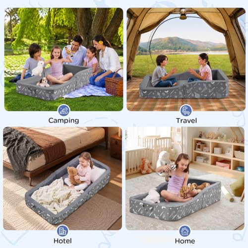 Toddler Travel Bed Foldable Portable Floor Mat Gray - For 3-6 Year Olds