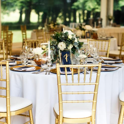 Round White Tablecloth 120 Inch - 10 Pack Polyester Cover for Events