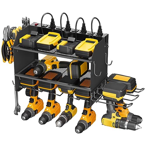 CCCEI Modular Power Tool Organizer Wall Mount Charging Station - Black / 6FT Cord