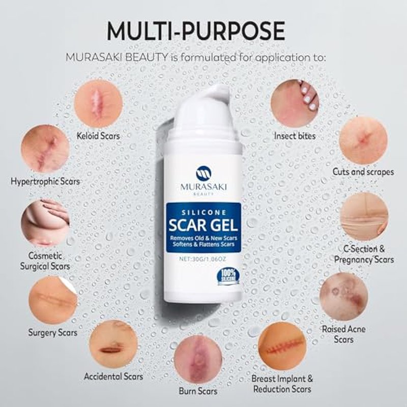 100% Silicone Scar Gel 3-Pack ? 3 x 1.06oz Scar Cream for Long-Term Scar Care ? C-Section, Surgery, Acne, Keloids, Burns ? Fades Old & New Scars Fast