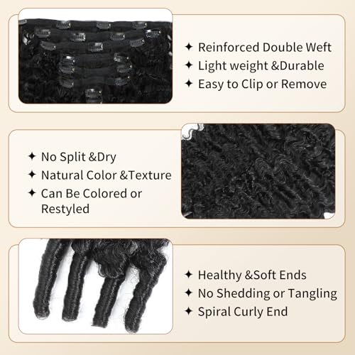 Clip-In Burmese Curly Hair Extensions - Natural Black, 12 Inch, Variation 1B