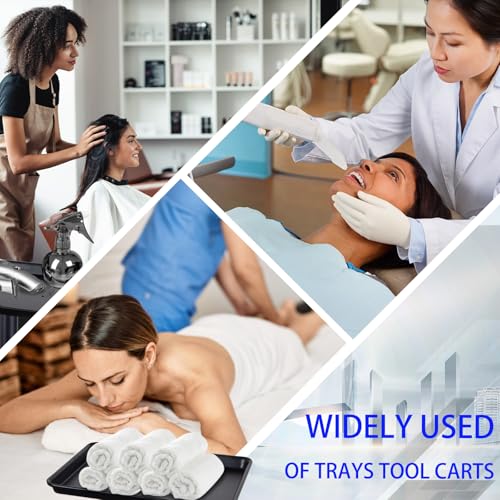 Salon Tray on Wheels- Adjustable Salon Service Rolling Tray Suitable for Mayo Stand,Tattoo Tray and Dentist Tray(Black)