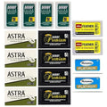 Double Edge Safety Razor Blades Sampler Pack for Men-Includes 4 Top Global Brands: Feather Astra Personna Derby-Comfortable Shaving ?Fits All Double Edge Safety Razors (100)