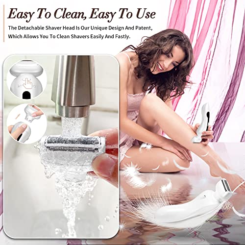 Women’s Electric Shaver Bikini & Body Trimmer - White, Rechargeable, Waterproof