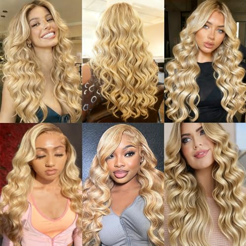 Poirewsa P27/613-L Blonde Human Hair Bundle 14 Inch Deep Wave Highlight