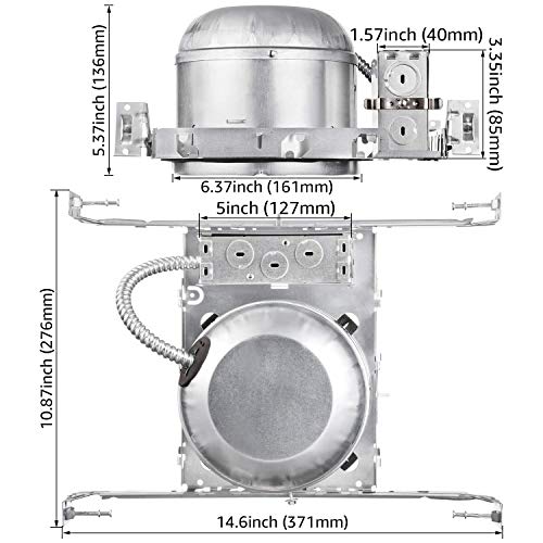 8-Pack 6 Inch Shallow Recessed Lighting Housing for New Construction - IC Rated, Airtight