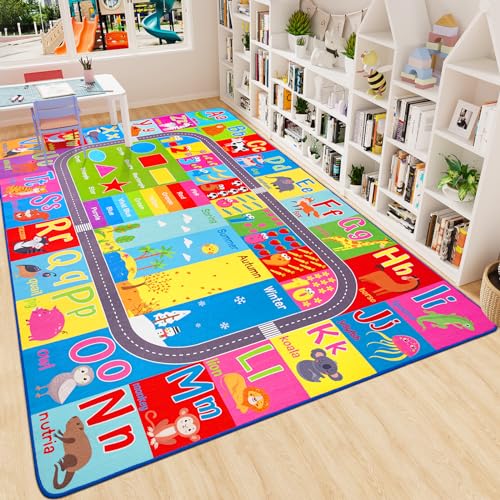 HOMORE Kids Educational Area Rug 5x7 Multi Color Classroom Play Mat