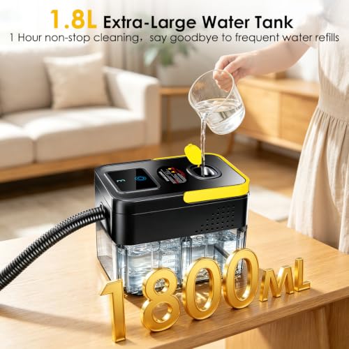 Portable Handheld Steam Cleaner 1.9 Qt with Digital Display Black & Yellow