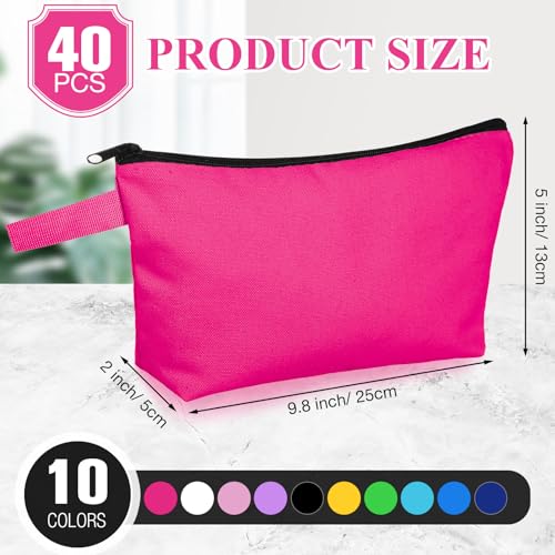 40 Pack Canvas Makeup Bags Bulk Zippered Pouches 10 x 5 x 2 Inch