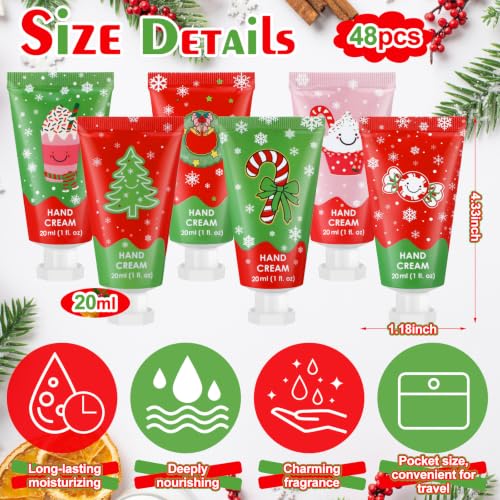 48 Pack Christmas Hand Cream Gifts Set - Mini Moisturizers with Holiday Designs & Flavors