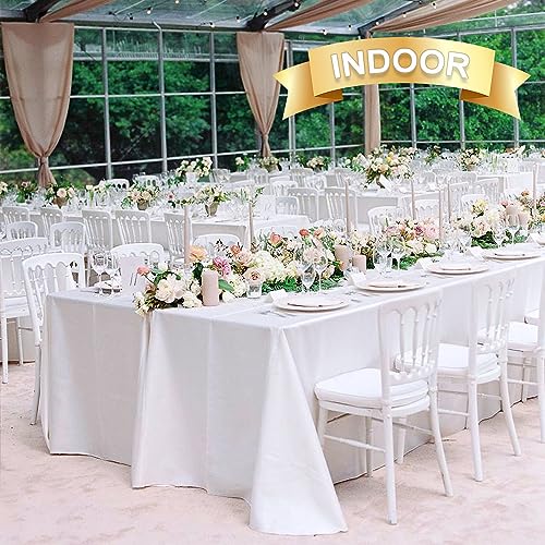 White 6 Pack Table Cloth 90x132 Inch for 6ft Rectangle Tables - Wrinkle & Stain Resistant