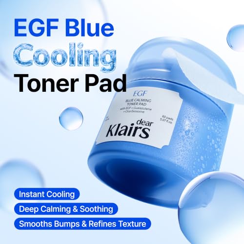 EGF Blue Calming Toner Pad - Cooling & Redness Relief, 60 Pads