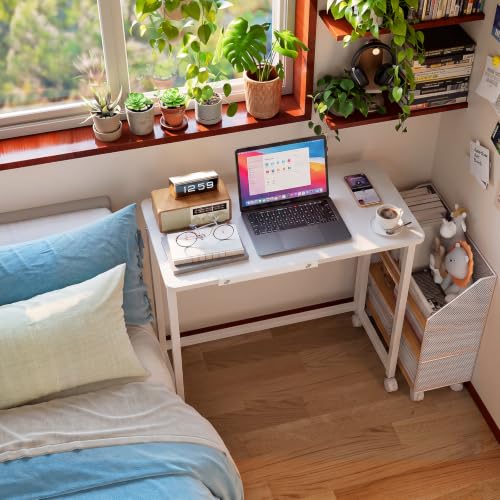 GreenForest White 31.5-inch Folding Adjustable Desk with Wheels & Tilt Tabletop