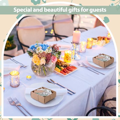 Sage Green Ceramic Wedding Favors - 48 Small Bowls with Flower Design