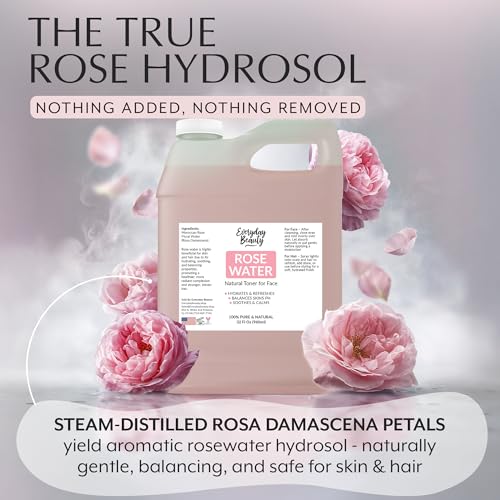 Rose Water Facial Toner 32oz Bulk - Alcohol-Free, Vegan & Natural Moisturizer for Face & Hair - Variation of THIS listing
