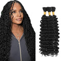 Deep Wave Human Braiding Hair Bulk 3 Bundles #1B Black 18 Inch Natural Virgin Extension